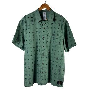 Disney Parks Mickey Mouse Expedition Collection Collared Sage Shirt L Bret Iwan